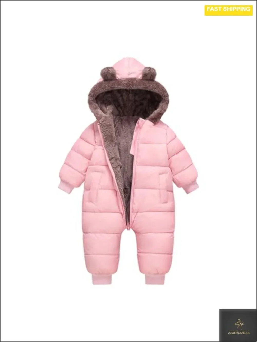 Baby Winter Snowsuit Hooded Jumpsuit Waterproof Fleece Lined One Piece